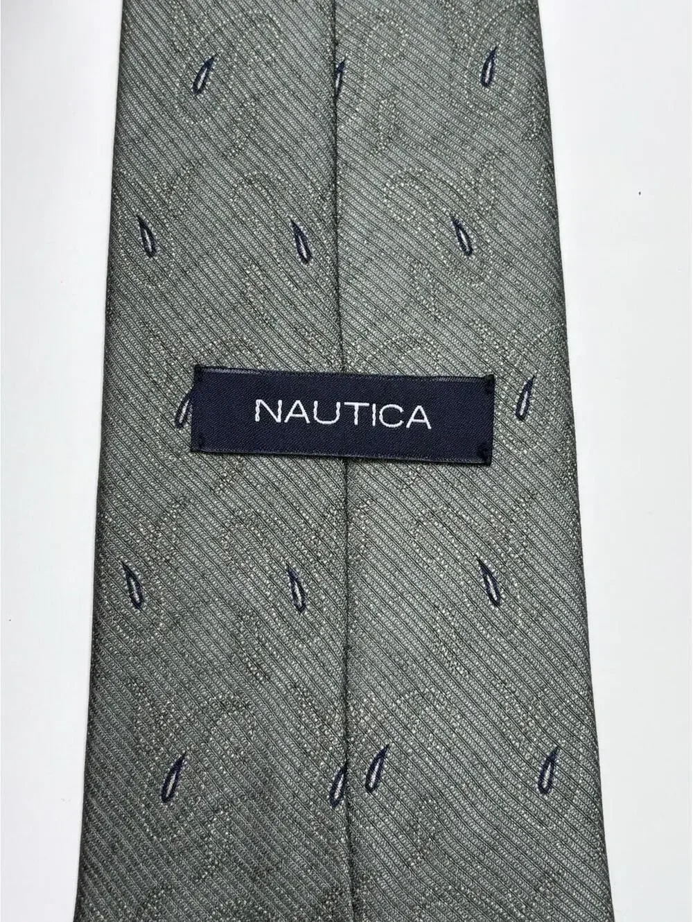 Nautica 100% Silk Tie In Sage‎ Green Paisley